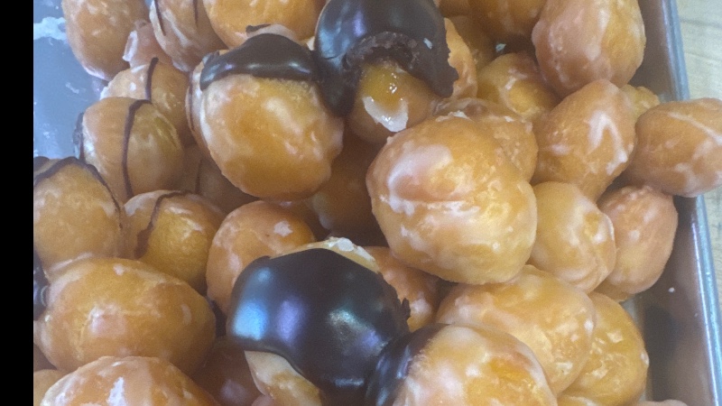 Free one dozen bullets (donut holes) with your gift card oirchadr. 